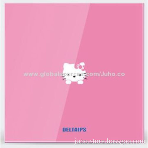 New PG 1-gang Touch Wall Light Switch, Pink Crystal Glass Panel with LED Indicator